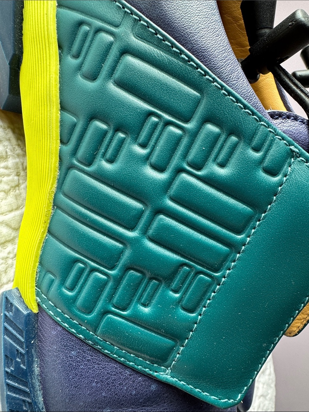John Fluevog Navy, Green, and Yellow Leather Oxfords - Picture 12 of 13